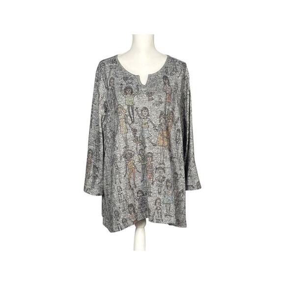 Ali Miles Knit Tunic Size 2X Pockets Gray Long Sleeve Lagenlook Artsy Comfy - Picture 8 of 8